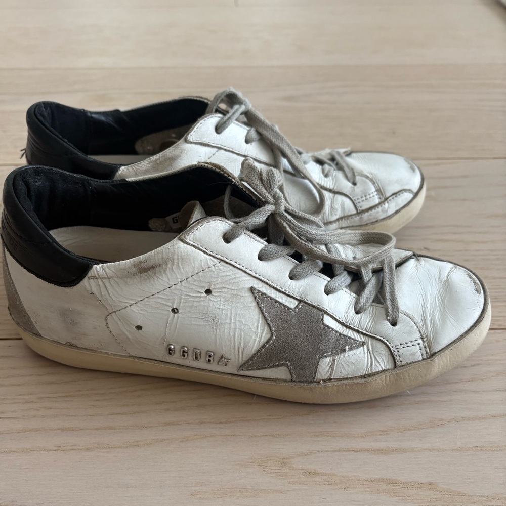 Golden Goose Navy and White Superstar Sneaker